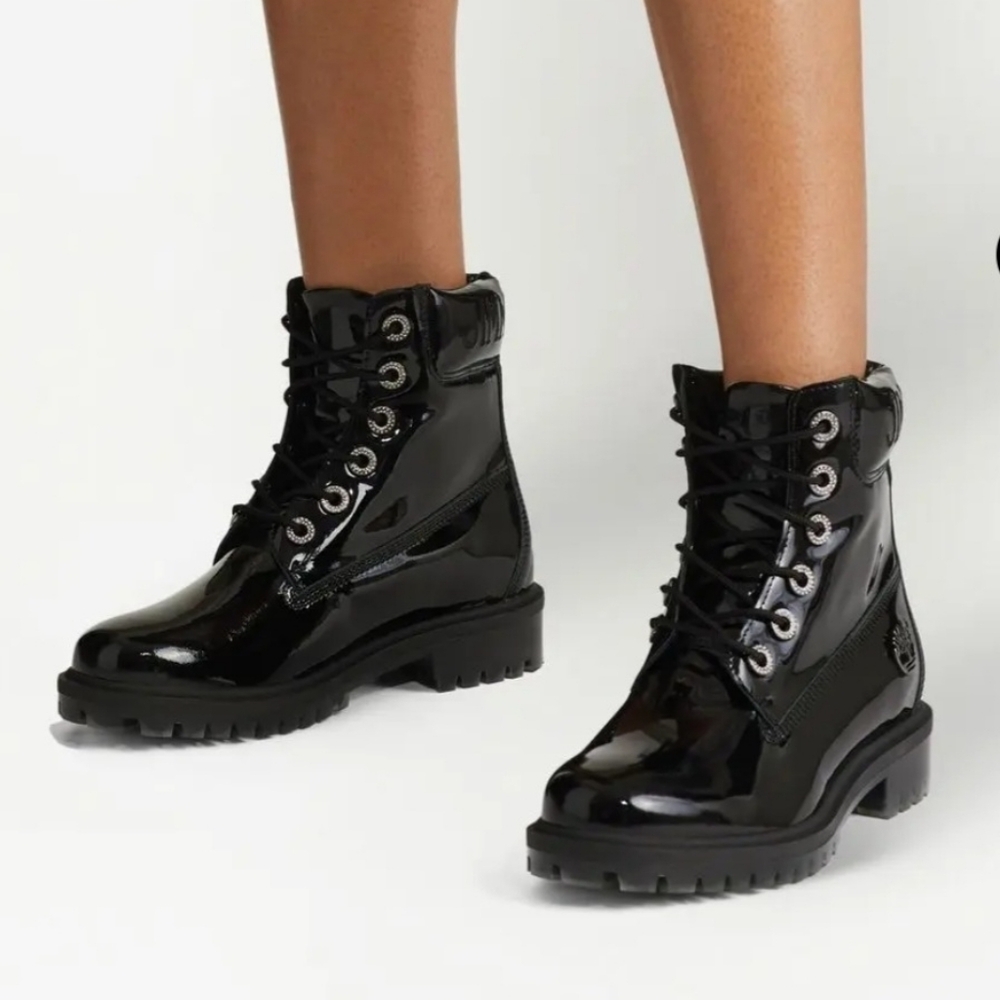 Jimmy Choo x Timberland boots Black Patent Leather. NEW